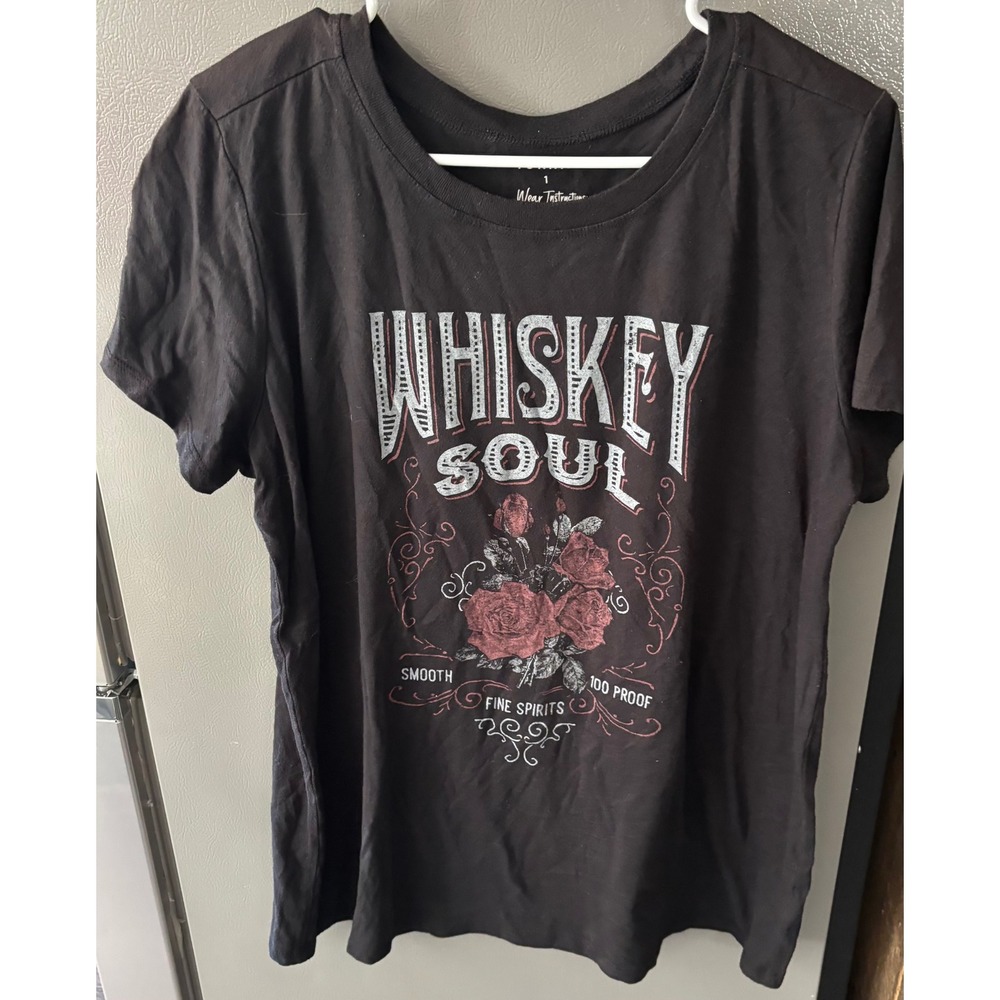Torrid Whiskey Soul Rose Graphic Tee Black Short Sleeve T-Shirt Size 1 Plus
